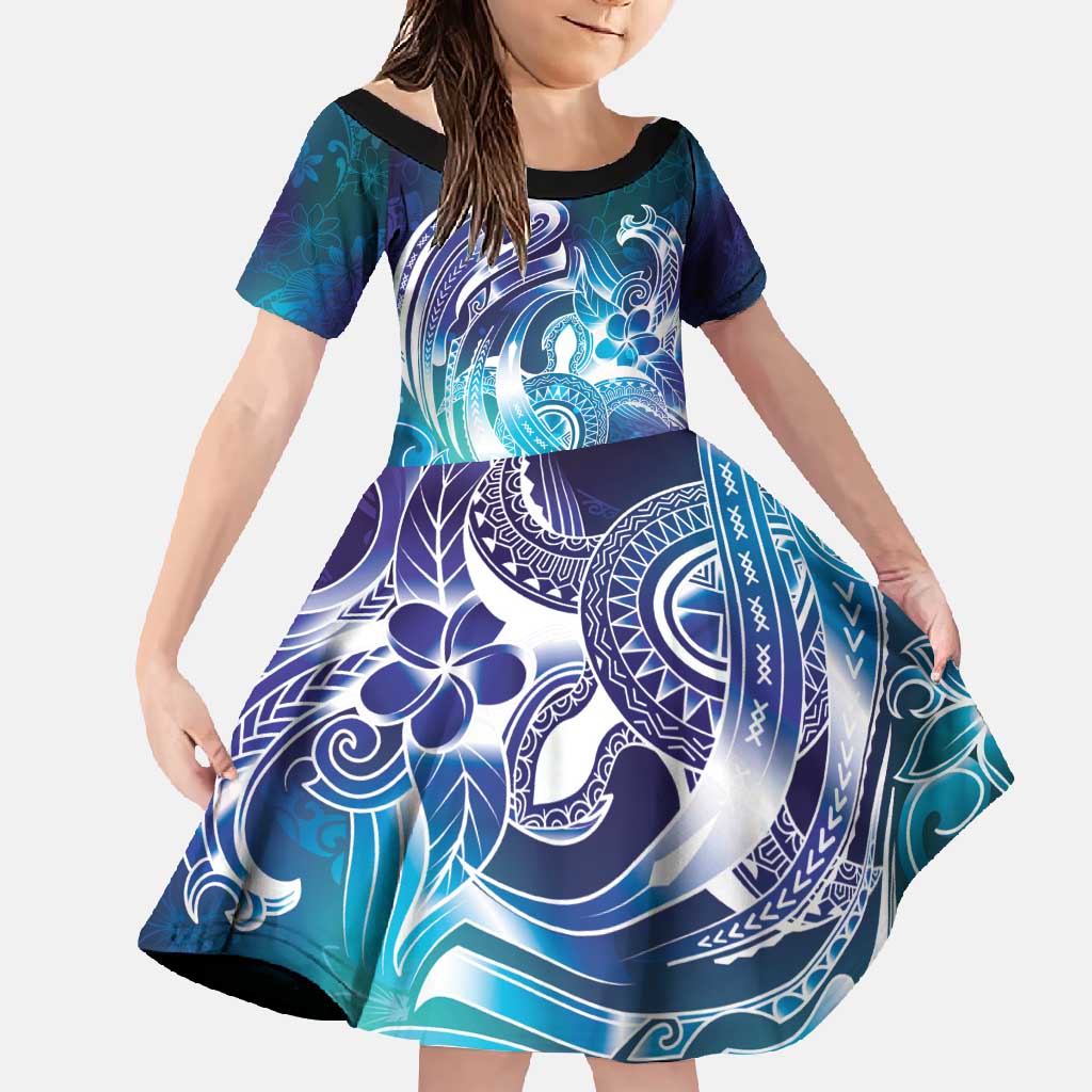 Aloha Hawaii Turtle Family Matching Summer Maxi Dress and Hawaiian Shirt Teal Purple Ribbon - Polynesian Pride