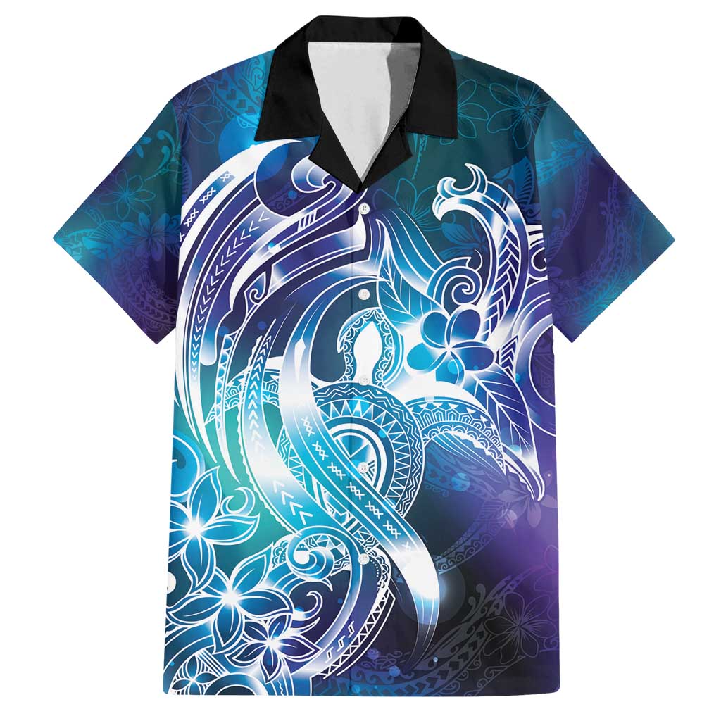 Aloha Hawaii Turtle Family Matching Summer Maxi Dress and Hawaiian Shirt Teal Purple Ribbon - Polynesian Pride