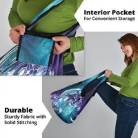 Aloha Hawaii Turtle Grocery Bag Teal Purple Ribbon - Polynesian Pride