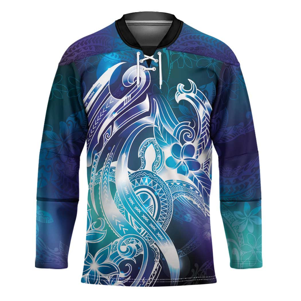 Aloha Hawaii Turtle Hockey Jersey Teal Purple Ribbon - Polynesian Pride