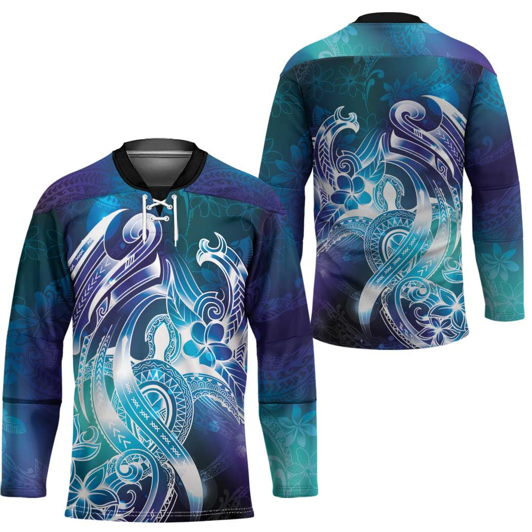 Aloha Hawaii Turtle Hockey Jersey Teal Purple Ribbon - Polynesian Pride