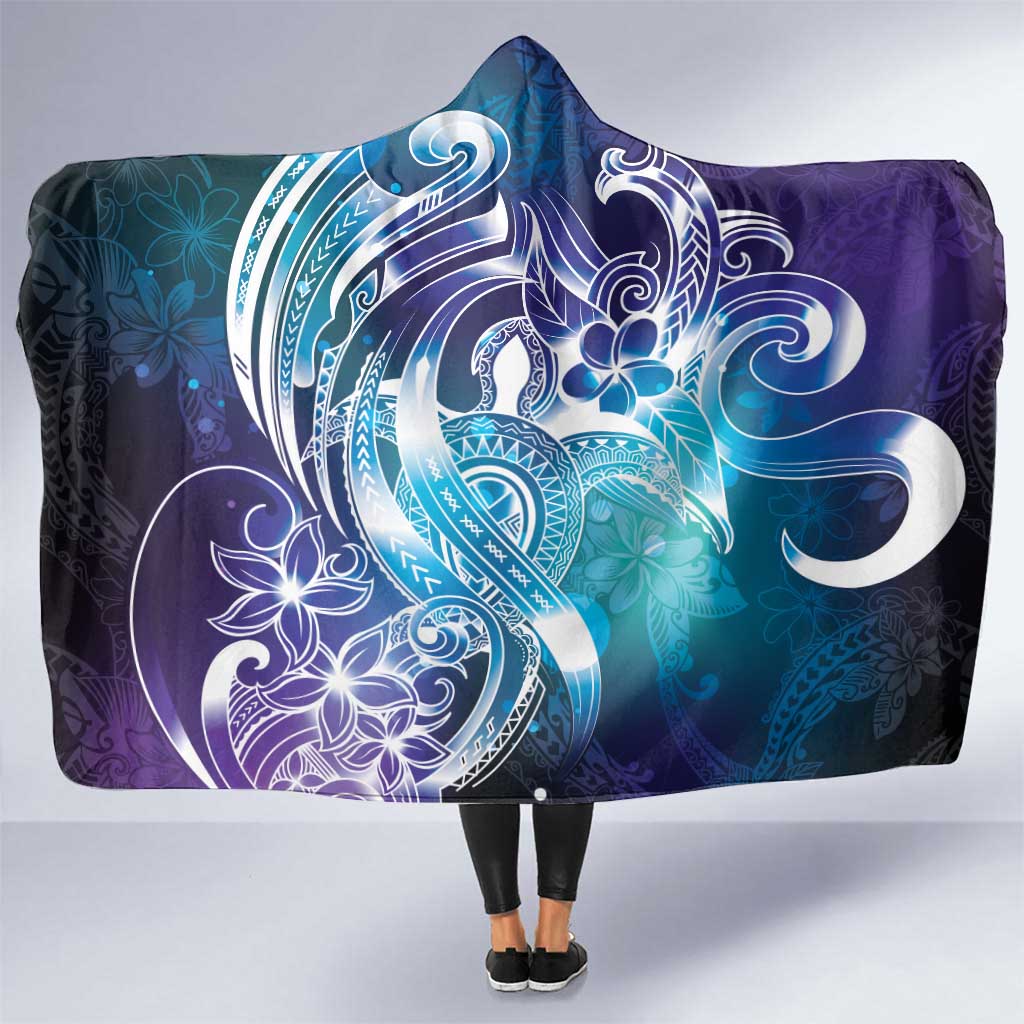Aloha Hawaii Turtle Hooded Blanket Teal Purple Ribbon - Polynesian Pride