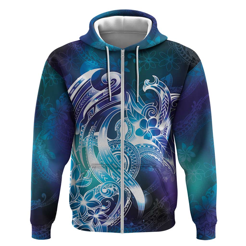 Aloha Hawaii Turtle Hoodie Teal Purple Ribbon - Polynesian Pride
