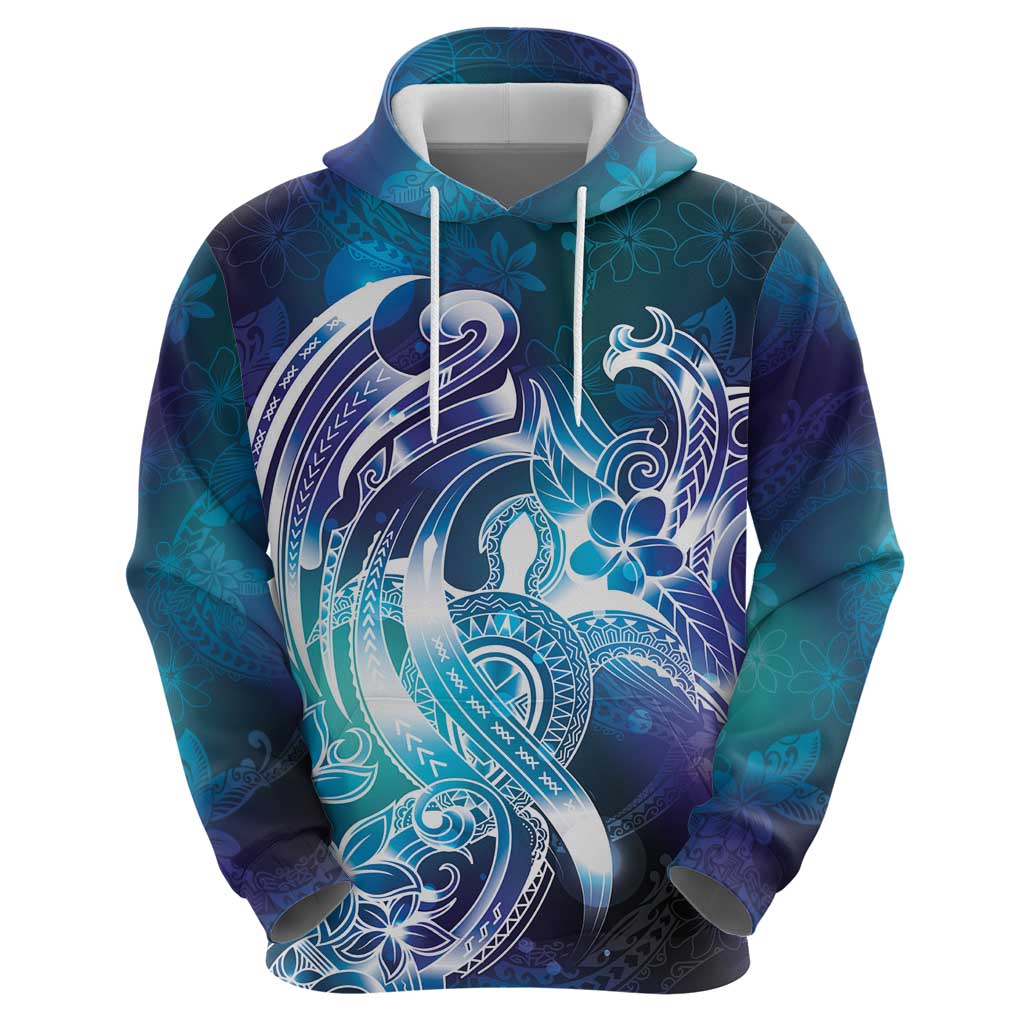 Aloha Hawaii Turtle Hoodie Teal Purple Ribbon - Polynesian Pride