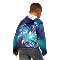 Aloha Hawaii Turtle Kid Hoodie Teal Purple Ribbon - Polynesian Pride