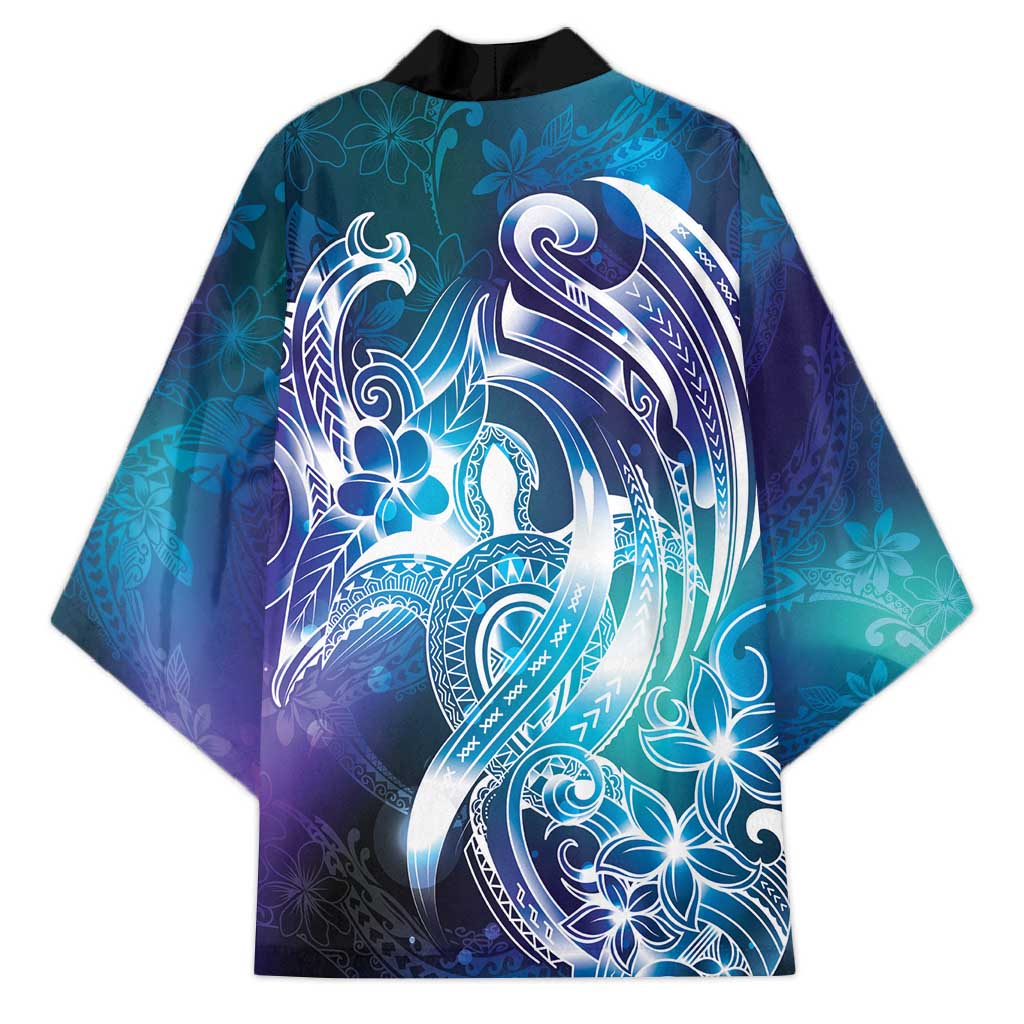 Aloha Hawaii Turtle Kimono Teal Purple Ribbon - Polynesian Pride