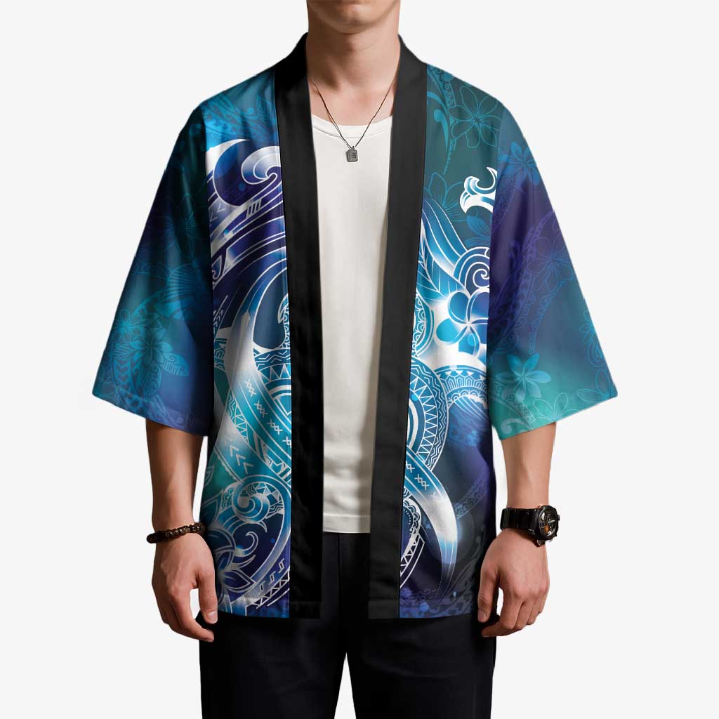 Aloha Hawaii Turtle Kimono Teal Purple Ribbon - Polynesian Pride
