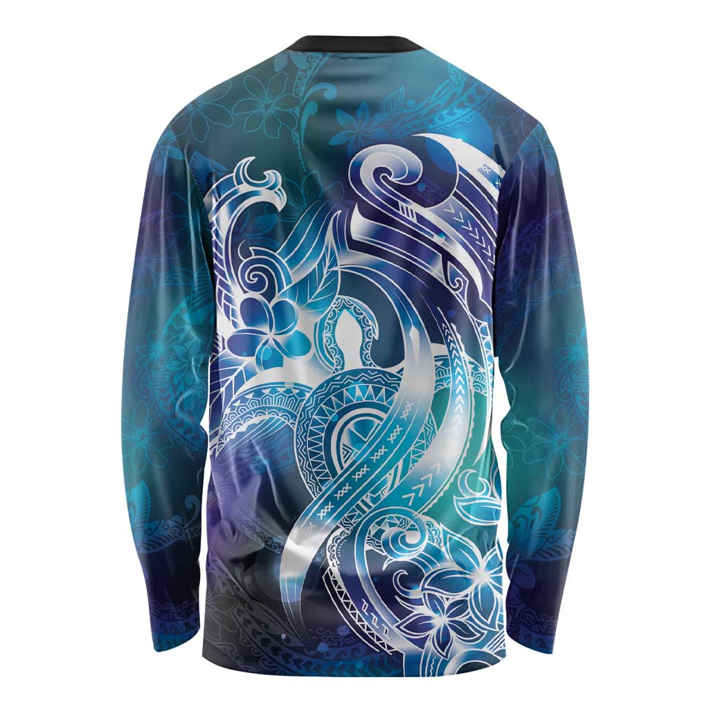 Aloha Hawaii Turtle Long Sleeve Shirt Teal Purple Ribbon - Polynesian Pride