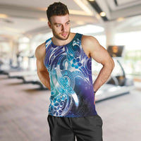 Aloha Hawaii Turtle Men Tank Top Teal Purple Ribbon - Polynesian Pride