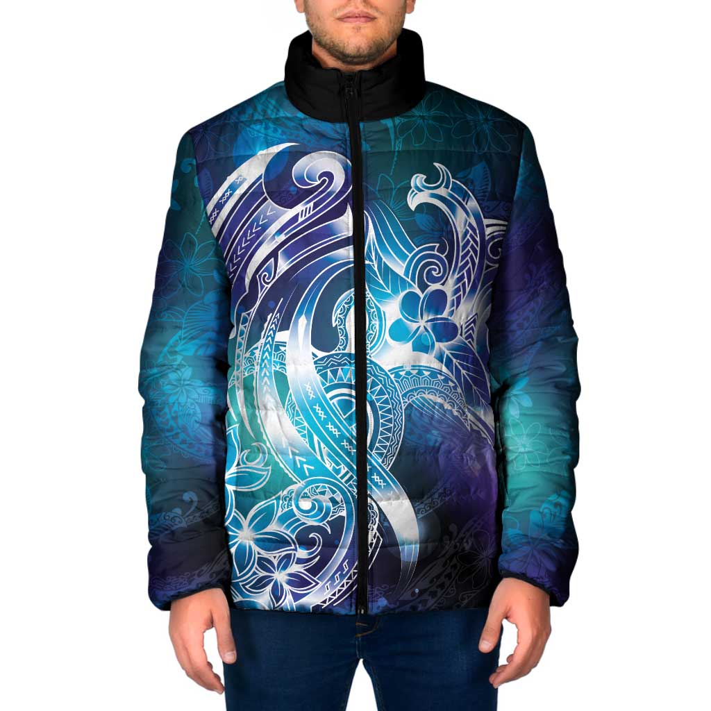 Aloha Hawaii Turtle Padded Jacket Teal Purple Ribbon - Polynesian Pride