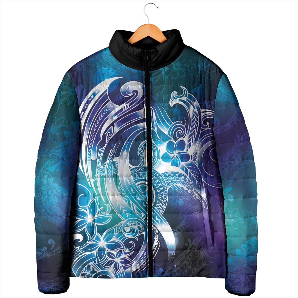 Aloha Hawaii Turtle Padded Jacket Teal Purple Ribbon - Polynesian Pride