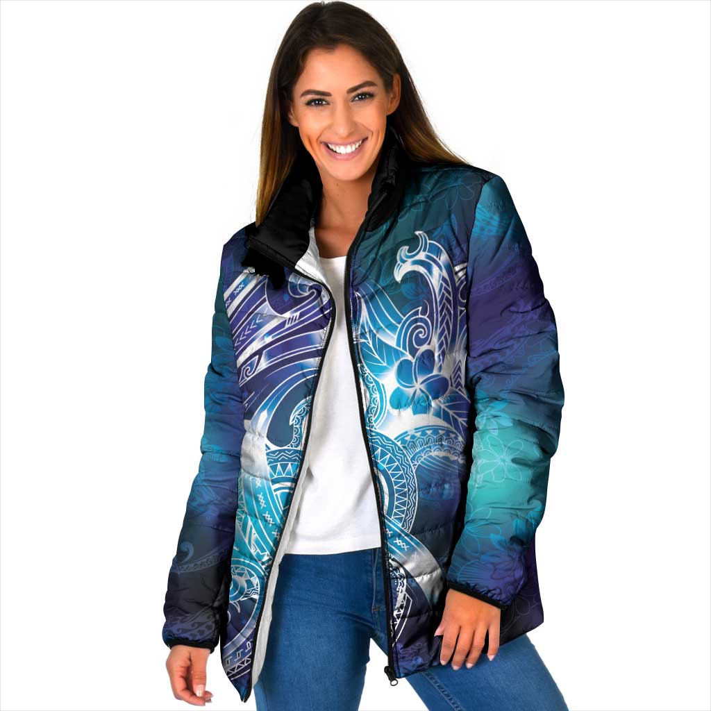 Aloha Hawaii Turtle Padded Jacket Teal Purple Ribbon - Polynesian Pride