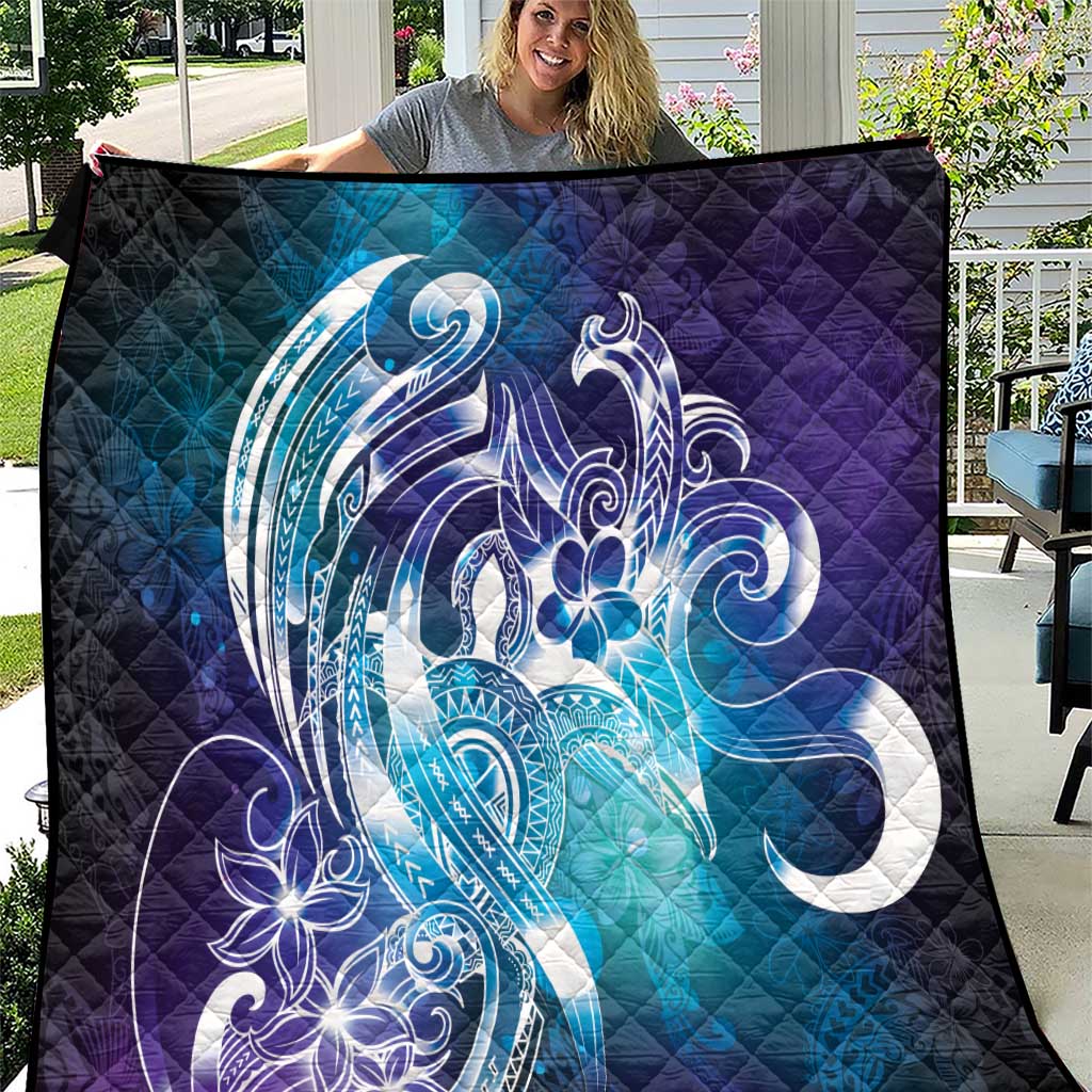 Aloha Hawaii Turtle Quilt Teal Purple Ribbon - Polynesian Pride