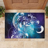 Aloha Hawaii Turtle Rubber Doormat Teal Purple Ribbon - Polynesian Pride