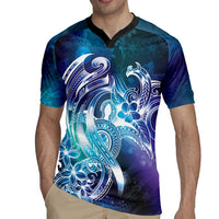 Aloha Hawaii Turtle Rugby Jersey Teal Purple Ribbon - Polynesian Pride