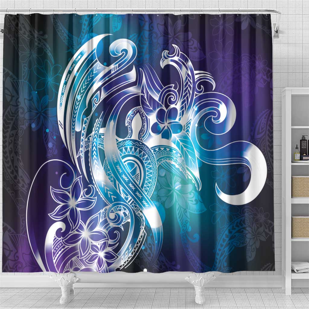 Aloha Hawaii Turtle Shower Curtain Teal Purple Ribbon - Polynesian Pride