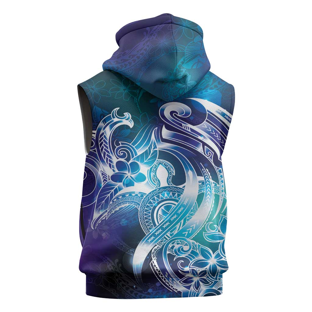 Aloha Hawaii Turtle Sleeveless Hoodie Teal Purple Ribbon - Polynesian Pride