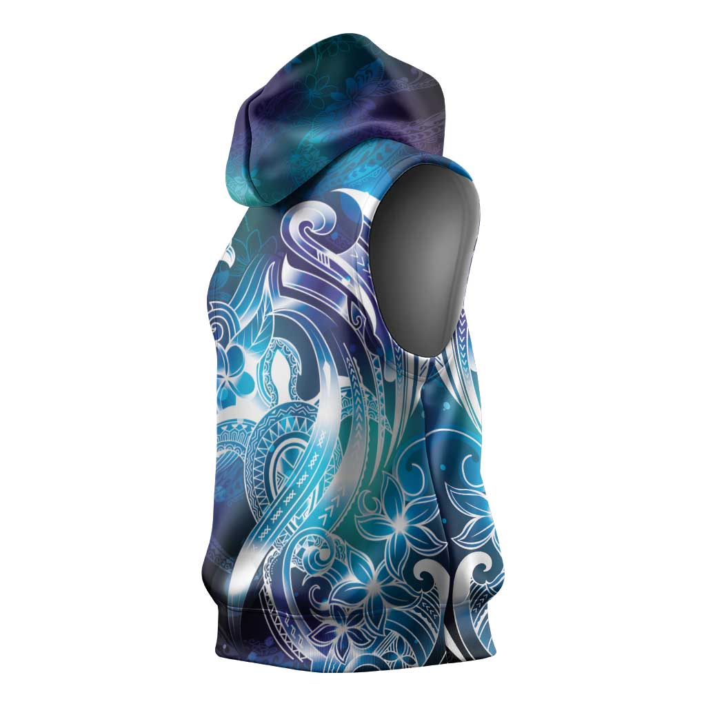Aloha Hawaii Turtle Sleeveless Hoodie Teal Purple Ribbon - Polynesian Pride