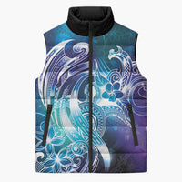 Aloha Hawaii Turtle Sleeveless Puffer Jacket Teal Purple Ribbon - Polynesian Pride