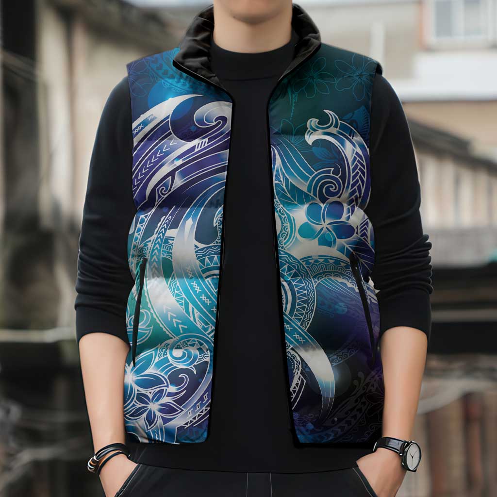 Aloha Hawaii Turtle Sleeveless Puffer Jacket Teal Purple Ribbon - Polynesian Pride