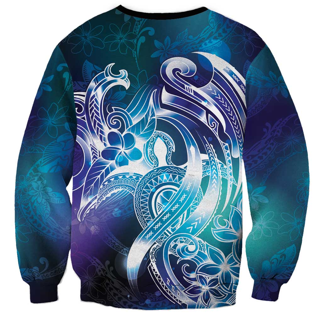 Aloha Hawaii Turtle Sweatshirt Teal Purple Ribbon - Polynesian Pride