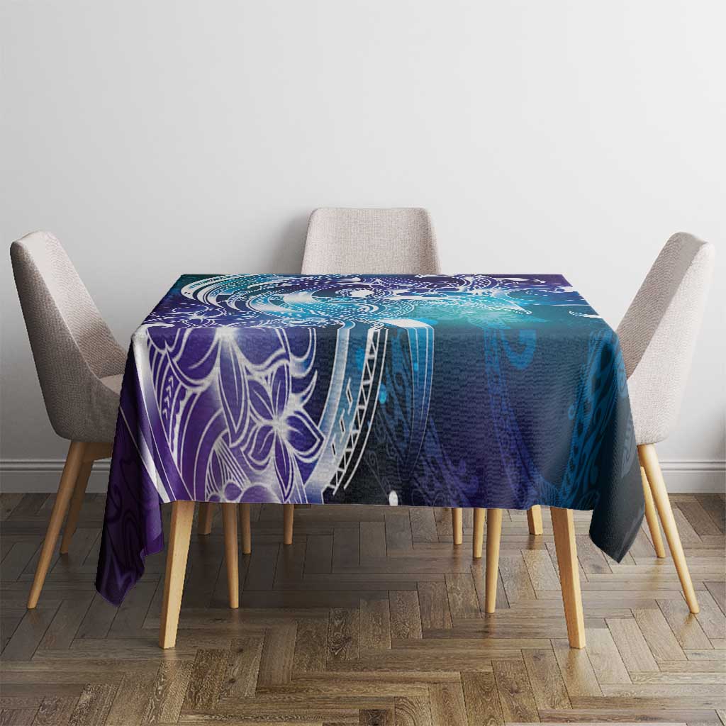Aloha Hawaii Turtle Tablecloth Teal Purple Ribbon - Polynesian Pride