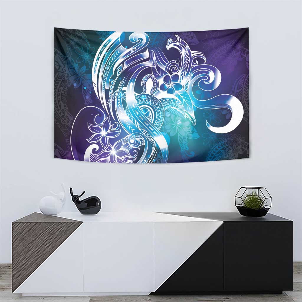 Aloha Hawaii Turtle Tapestry Teal Purple Ribbon - Polynesian Pride