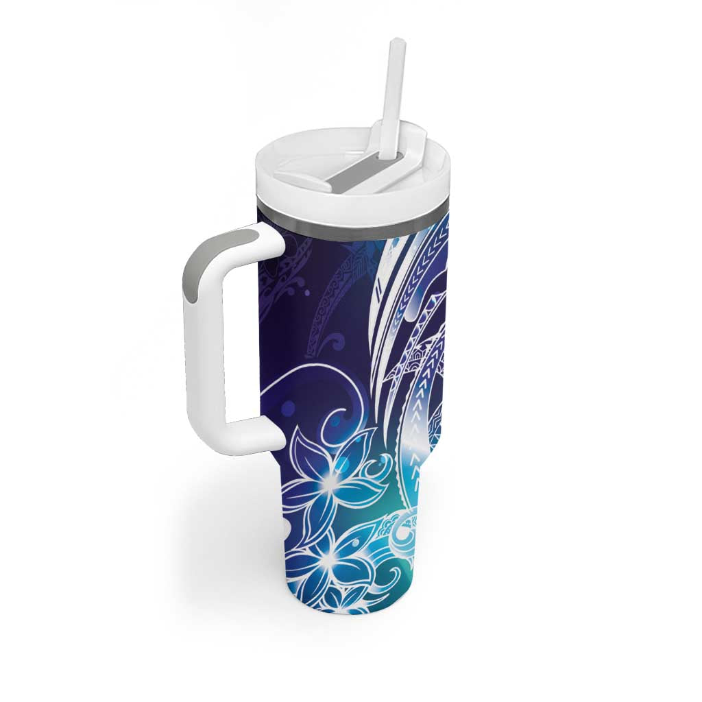 Aloha Hawaii Turtle Tumbler With Handle Teal Purple Ribbon - Polynesian Pride
