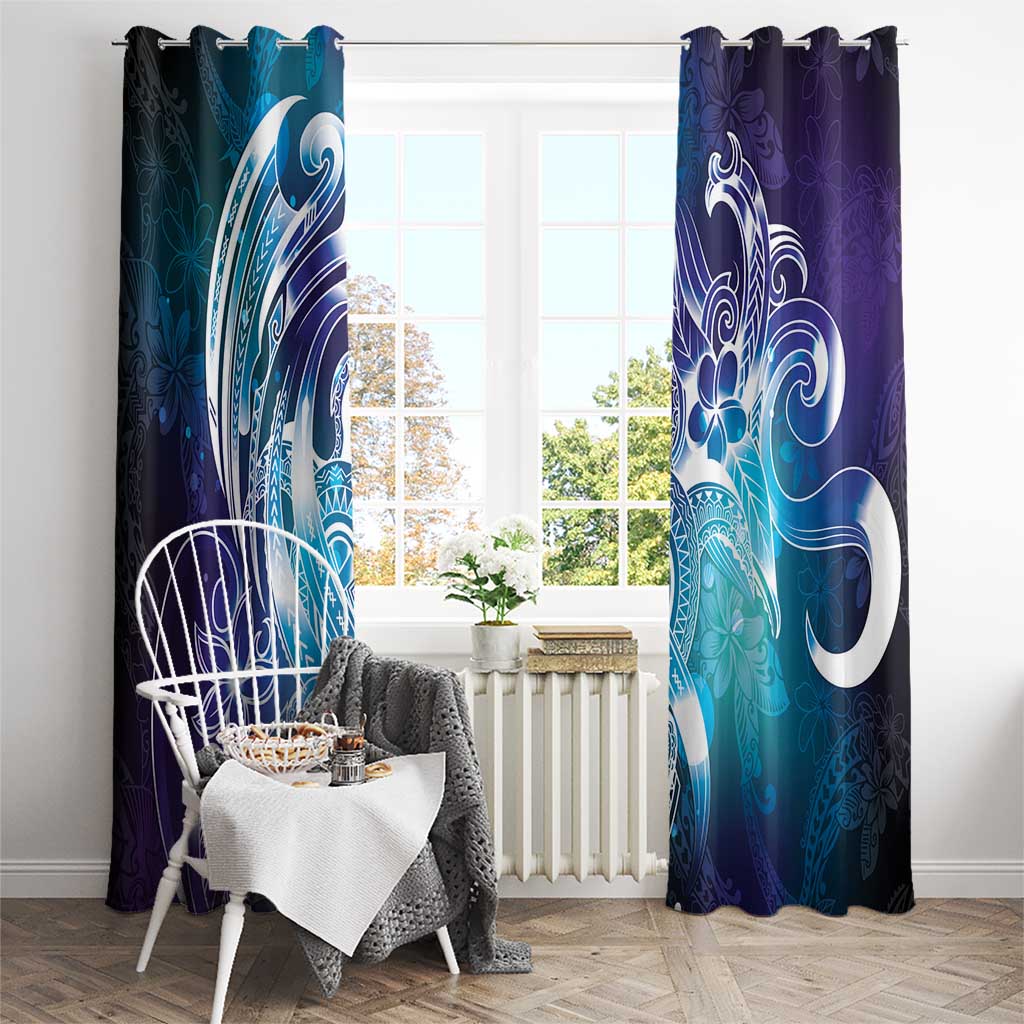 Aloha Hawaii Turtle Window Curtain Teal Purple Ribbon LT7 - Polynesian Pride