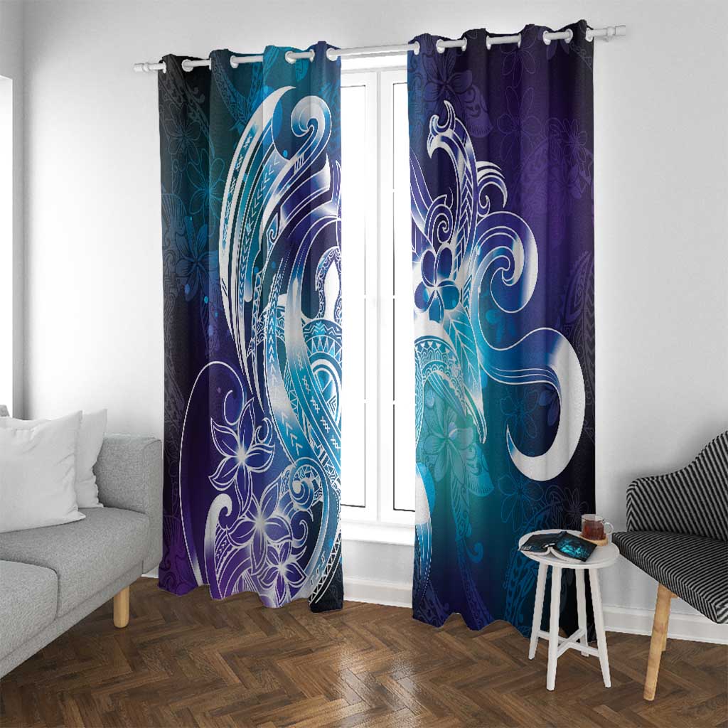 Aloha Hawaii Turtle Window Curtain Teal Purple Ribbon LT7 With Grommets Purple Teal - Polynesian Pride
