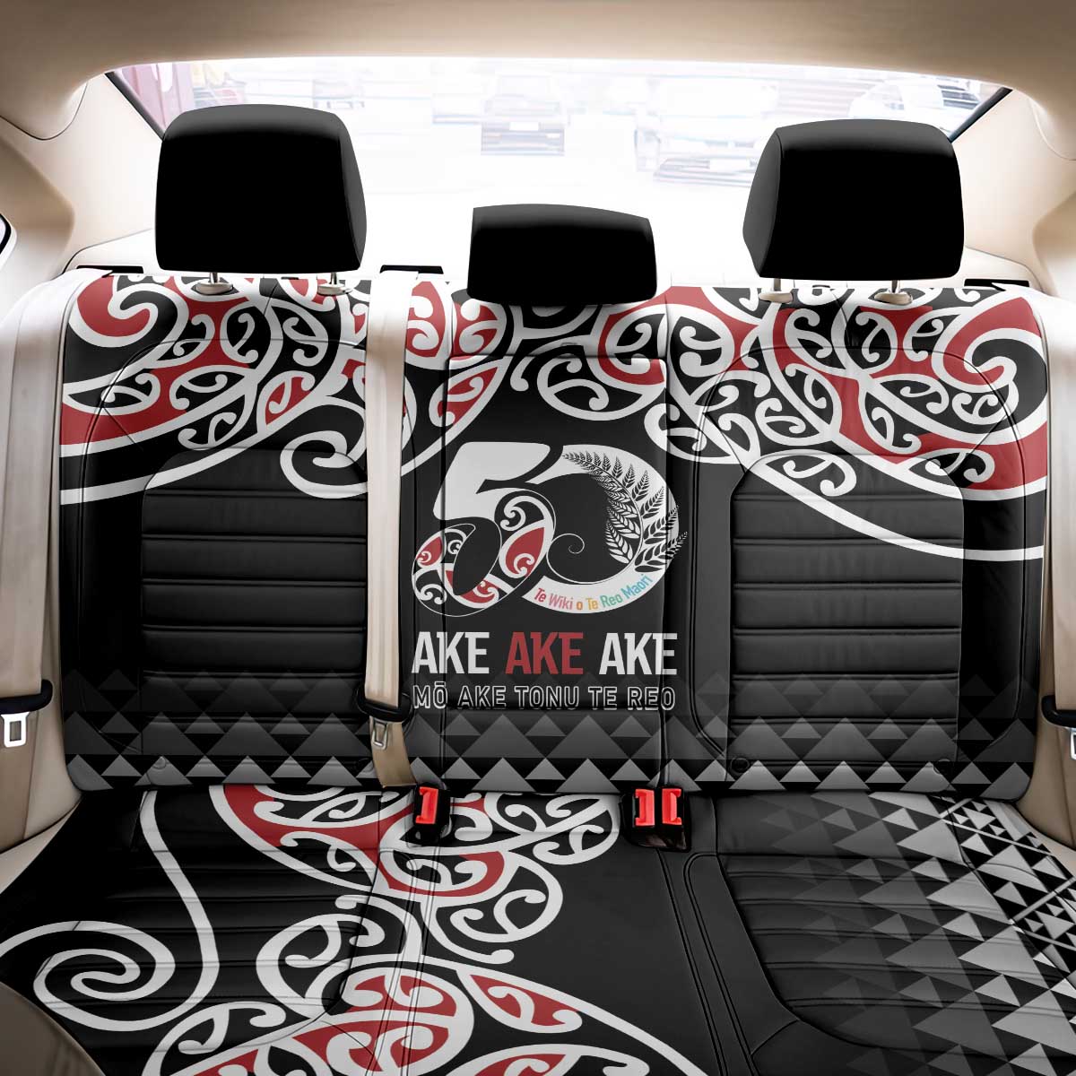 Kia Kaha Te Reo Maori Back Car Seat Cover 50 Years Mo Ake Tonu Te Reo - Polynesian Pride