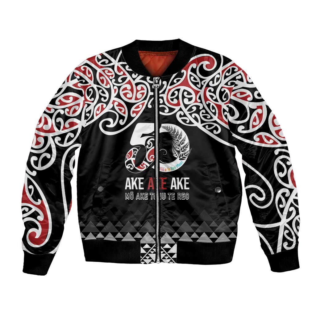 Kia Kaha Te Reo Maori Bomber Jacket 50 Years Mo Ake Tonu Te Reo - Polynesian Pride
