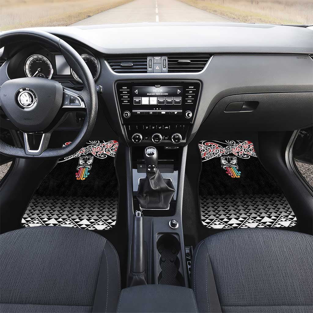 Kia Kaha Te Reo Maori Car Mats 50 Years Mo Ake Tonu Te Reo LT7 Set 2pcs - Front Black - Polynesian Pride