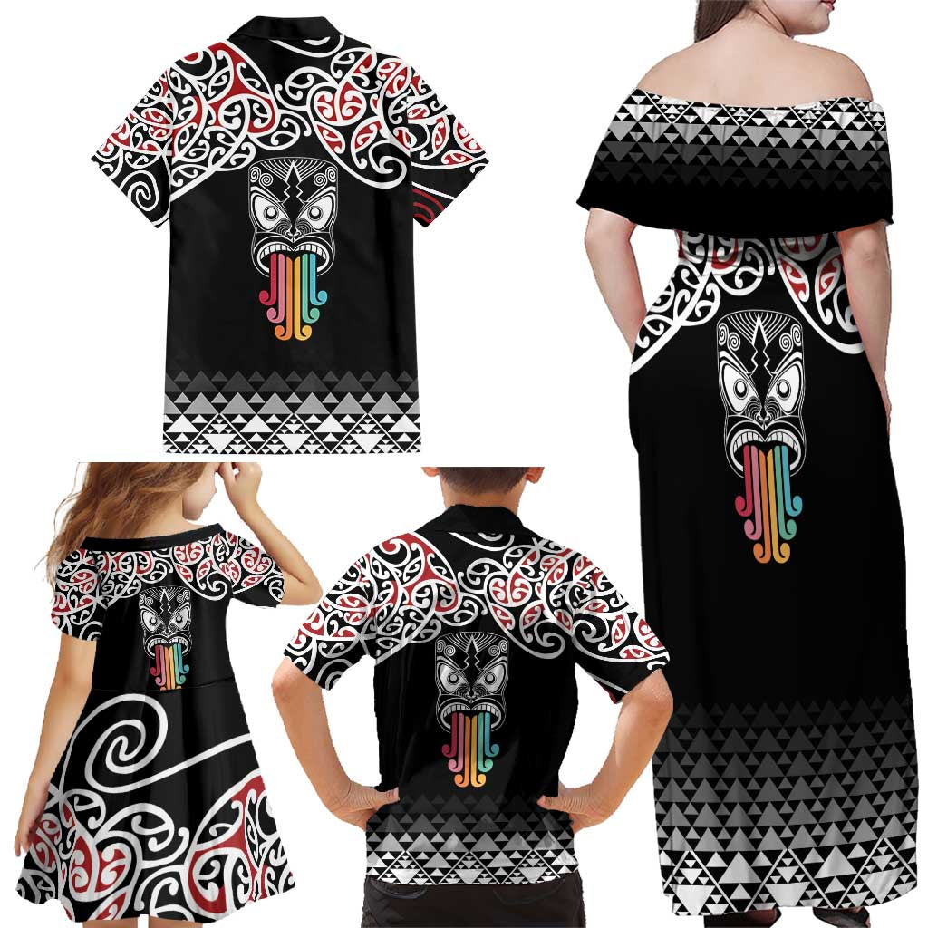 Kia Kaha Te Reo Maori Family Matching Off Shoulder Maxi Dress and Hawaiian Shirt 50 Years Mo Ake Tonu Te Reo - Polynesian Pride