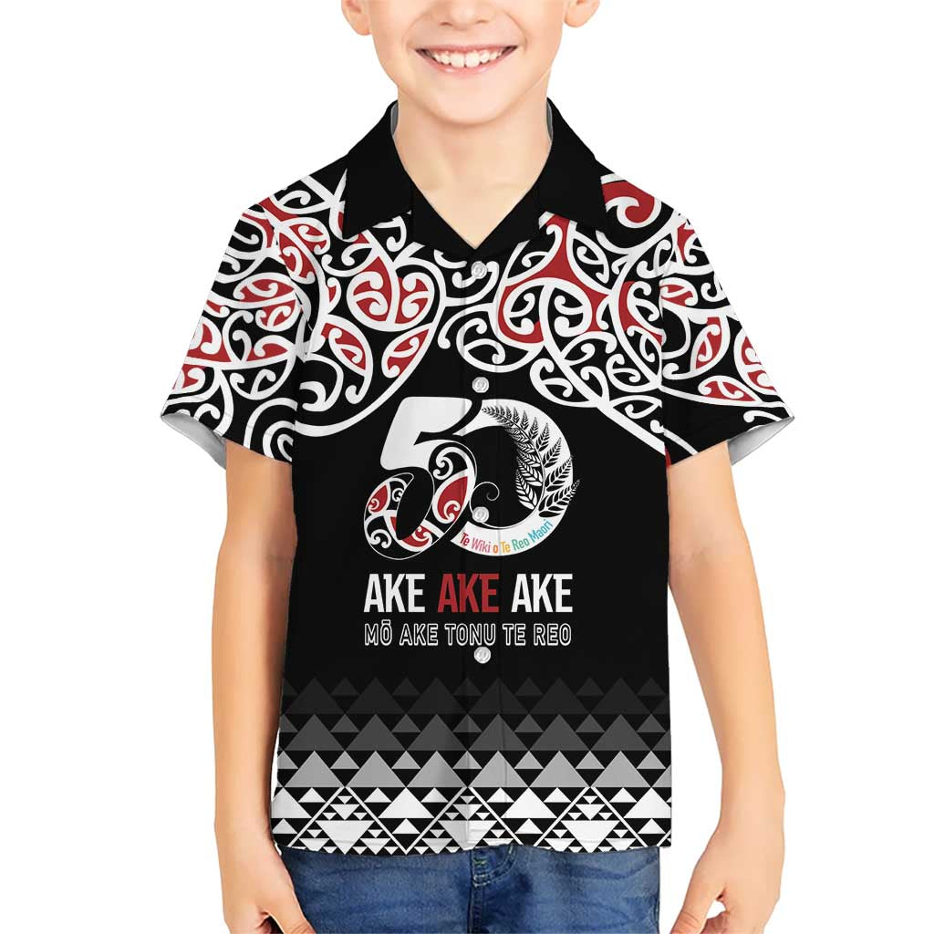 Kia Kaha Te Reo Maori Kid Hawaiian Shirt 50 Years Mo Ake Tonu Te Reo - Polynesian Pride
