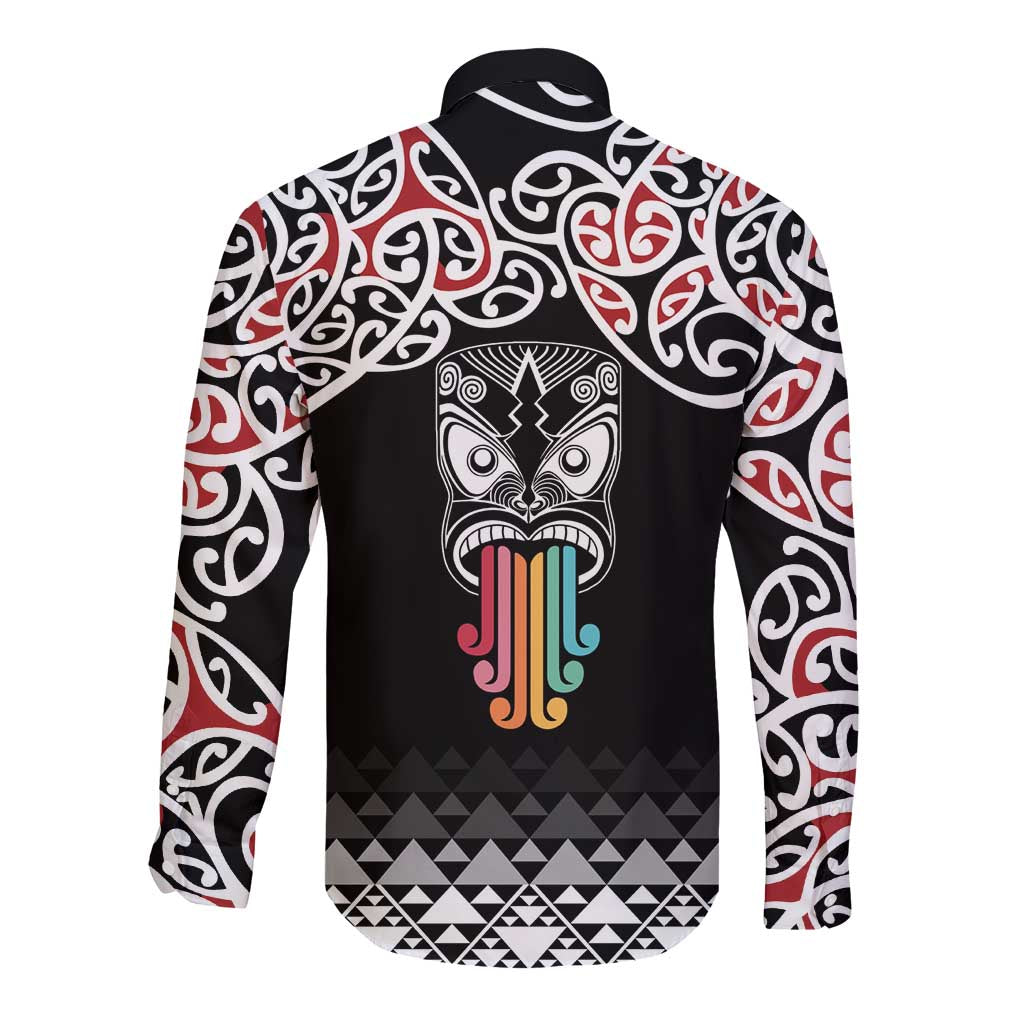 Kia Kaha Te Reo Maori Long Sleeve Button Shirt 50 Years Mo Ake Tonu Te Reo - Polynesian Pride