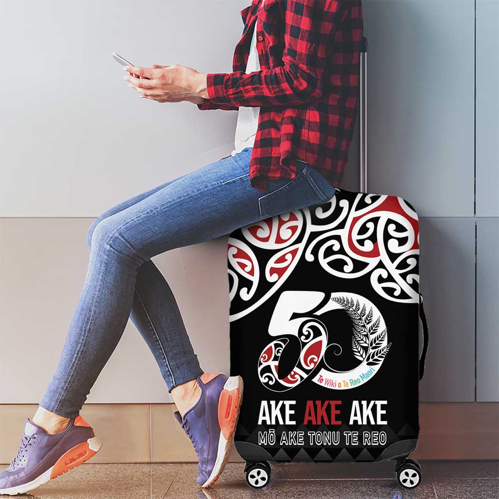 Kia Kaha Te Reo Maori Luggage Cover 50 Years Mo Ake Tonu Te Reo - Polynesian Pride