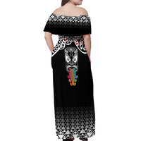 Kia Kaha Te Reo Maori Off Shoulder Maxi Dress 50 Years Mo Ake Tonu Te Reo - Polynesian Pride