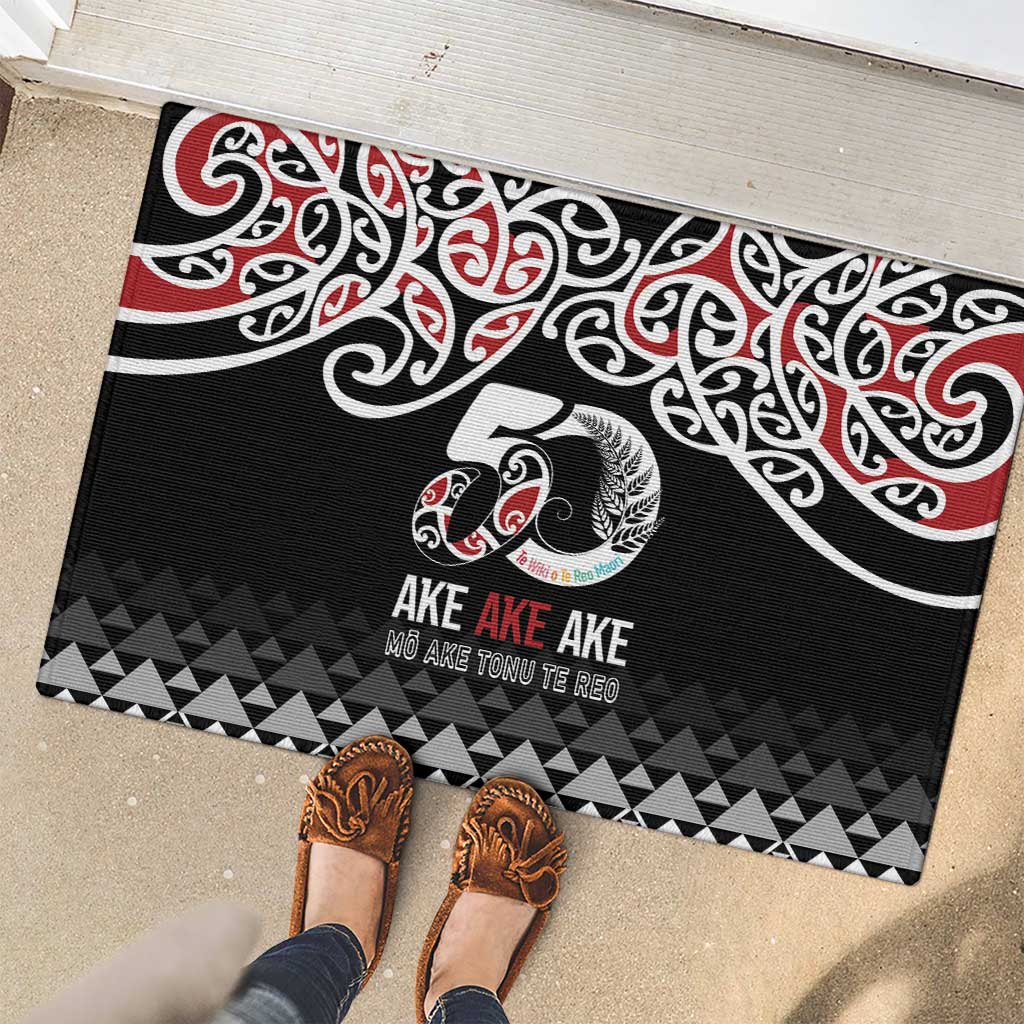 Kia Kaha Te Reo Maori Rubber Doormat 50 Years Mo Ake Tonu Te Reo - Polynesian Pride