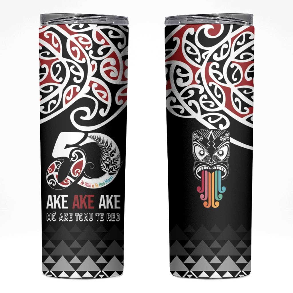 Kia Kaha Te Reo Maori Skinny Tumbler 50 Years Mo Ake Tonu Te Reo - Polynesian Pride