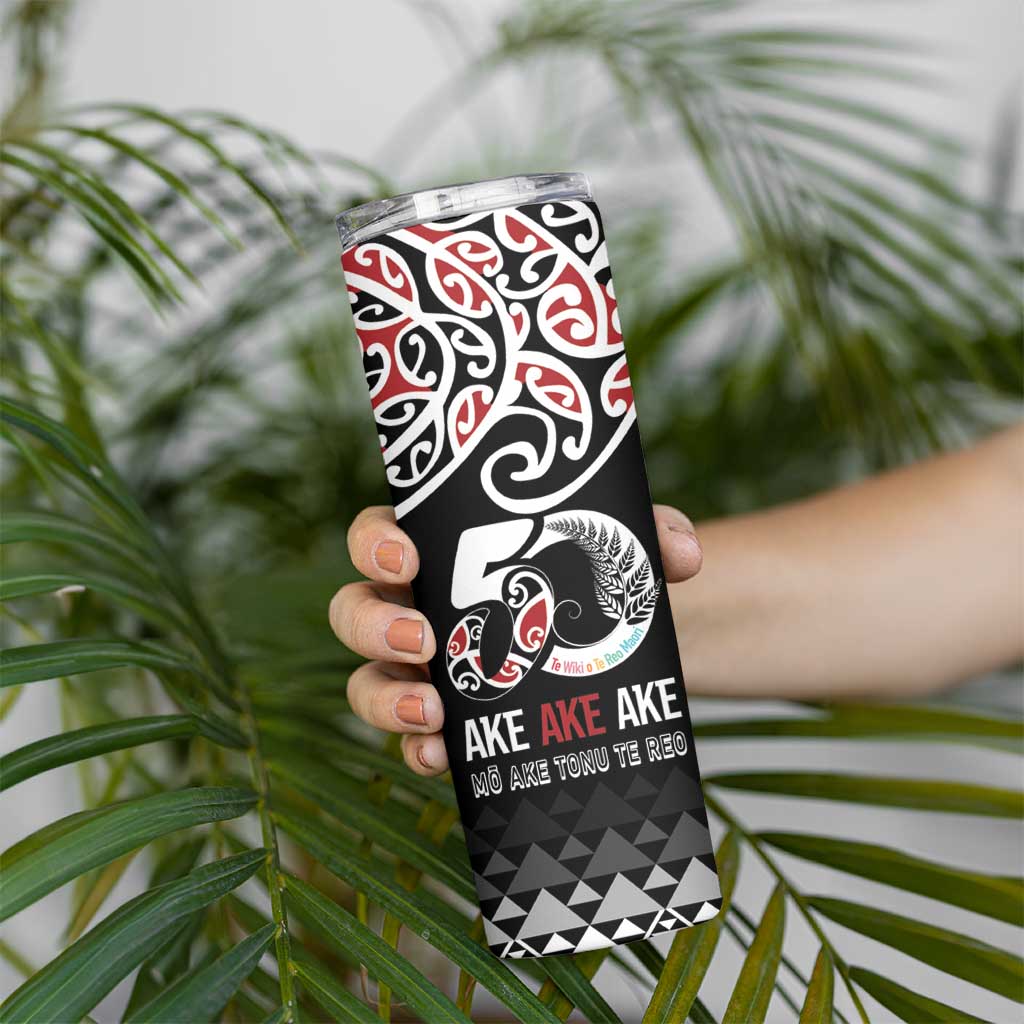 Kia Kaha Te Reo Maori Skinny Tumbler 50 Years Mo Ake Tonu Te Reo - Polynesian Pride