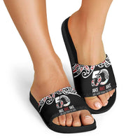Kia Kaha Te Reo Maori Slide Sandals 50 Years Mo Ake Tonu Te Reo - Polynesian Pride
