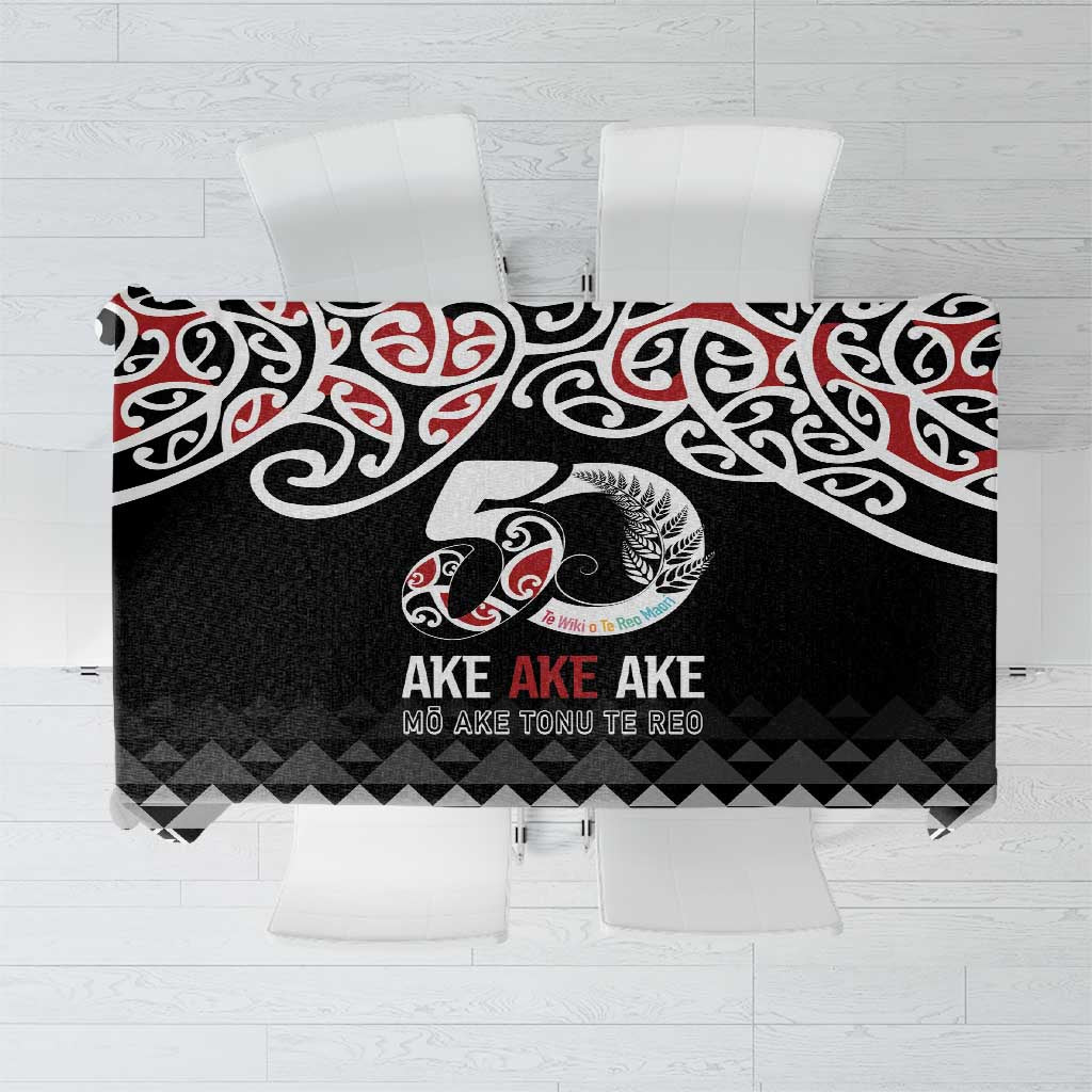Kia Kaha Te Reo Maori Tablecloth 50 Years Mo Ake Tonu Te Reo - Polynesian Pride