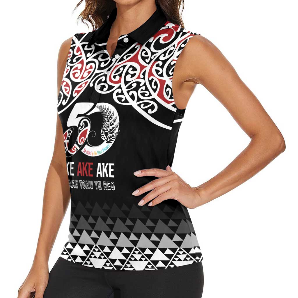 Kia Kaha Te Reo Maori Women Sleeveless Polo Shirt 50 Years Mo Ake Tonu Te Reo - Polynesian Pride