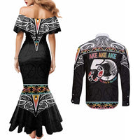 50 Years Kia Kaha Te Reo Maori Couples Matching Mermaid Dress and Long Sleeve Button Shirt Ake Ake Ake! - Polynesian Pride