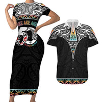 50 Years Kia Kaha Te Reo Maori Couples Matching Short Sleeve Bodycon Dress and Hawaiian Shirt Ake Ake Ake! - Polynesian Pride