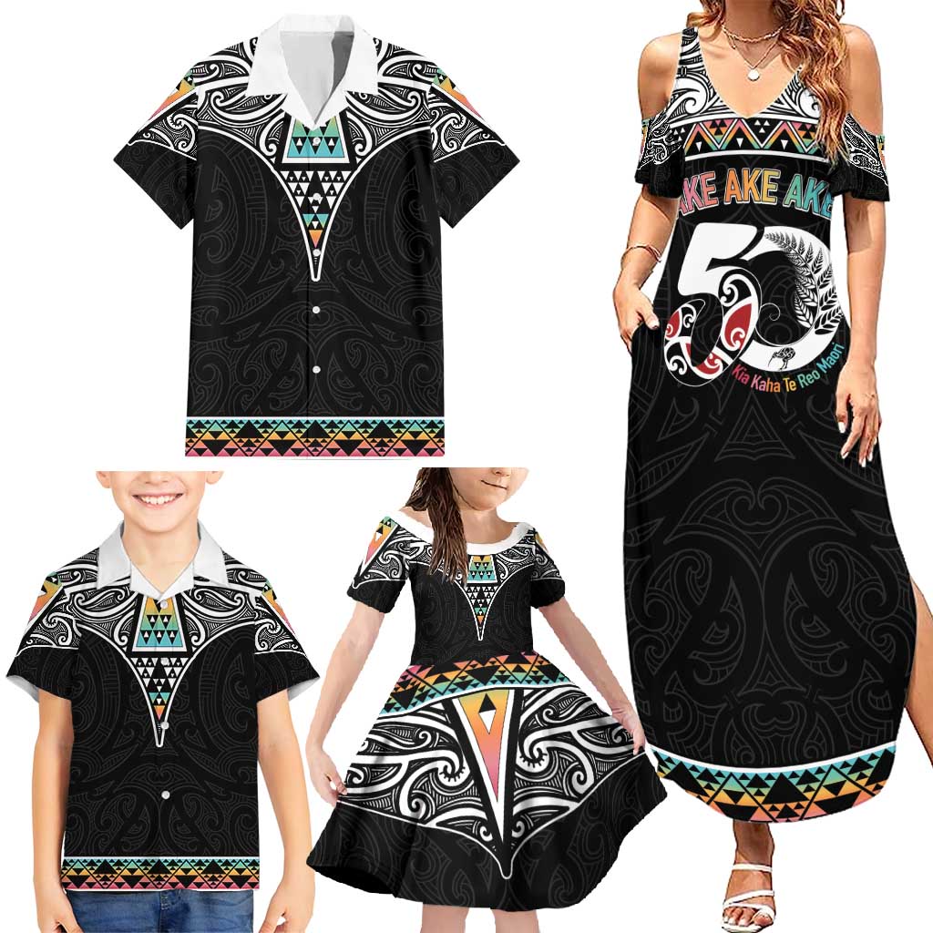50 Years Kia Kaha Te Reo Maori Family Matching Summer Maxi Dress and Hawaiian Shirt Ake Ake Ake! - Polynesian Pride