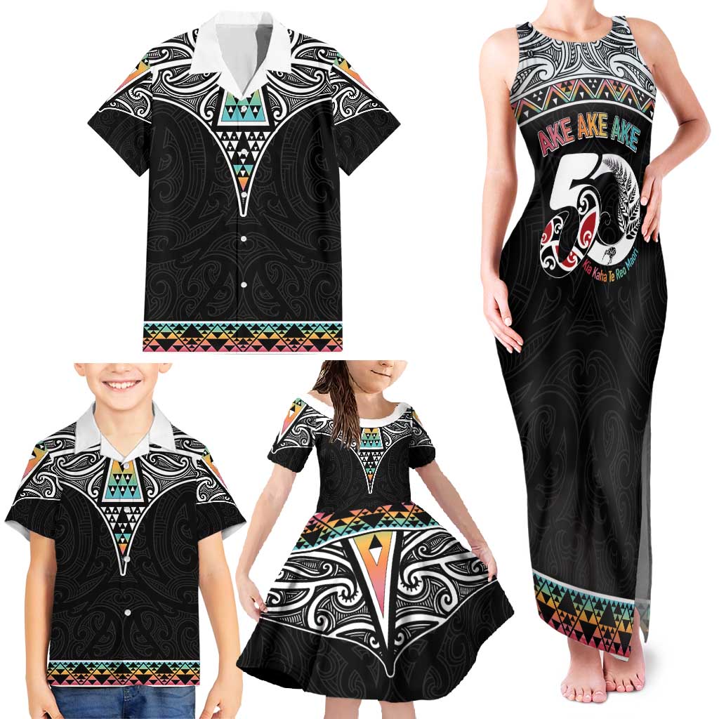 50 Years Kia Kaha Te Reo Maori Family Matching Tank Maxi Dress and Hawaiian Shirt Ake Ake Ake! - Polynesian Pride