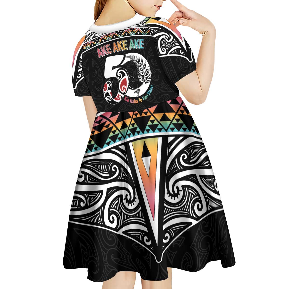 50 Years Kia Kaha Te Reo Maori Kid Short Sleeve Dress Ake Ake Ake! - Polynesian Pride