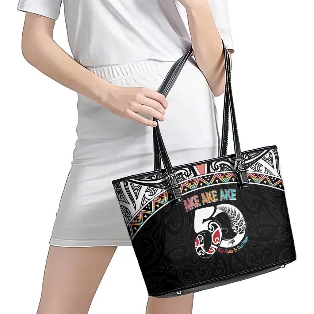 50 Years Kia Kaha Te Reo Maori Leather Tote Bag Ake Ake Ake! - Polynesian Pride